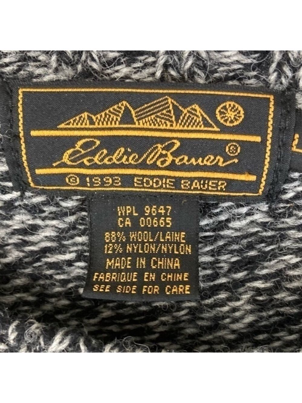 Vintage Eddie Bauer Patchwork Cable Crochet Knit Sweater Cozy Nordic Design Sz.L - Picture 4 of 12